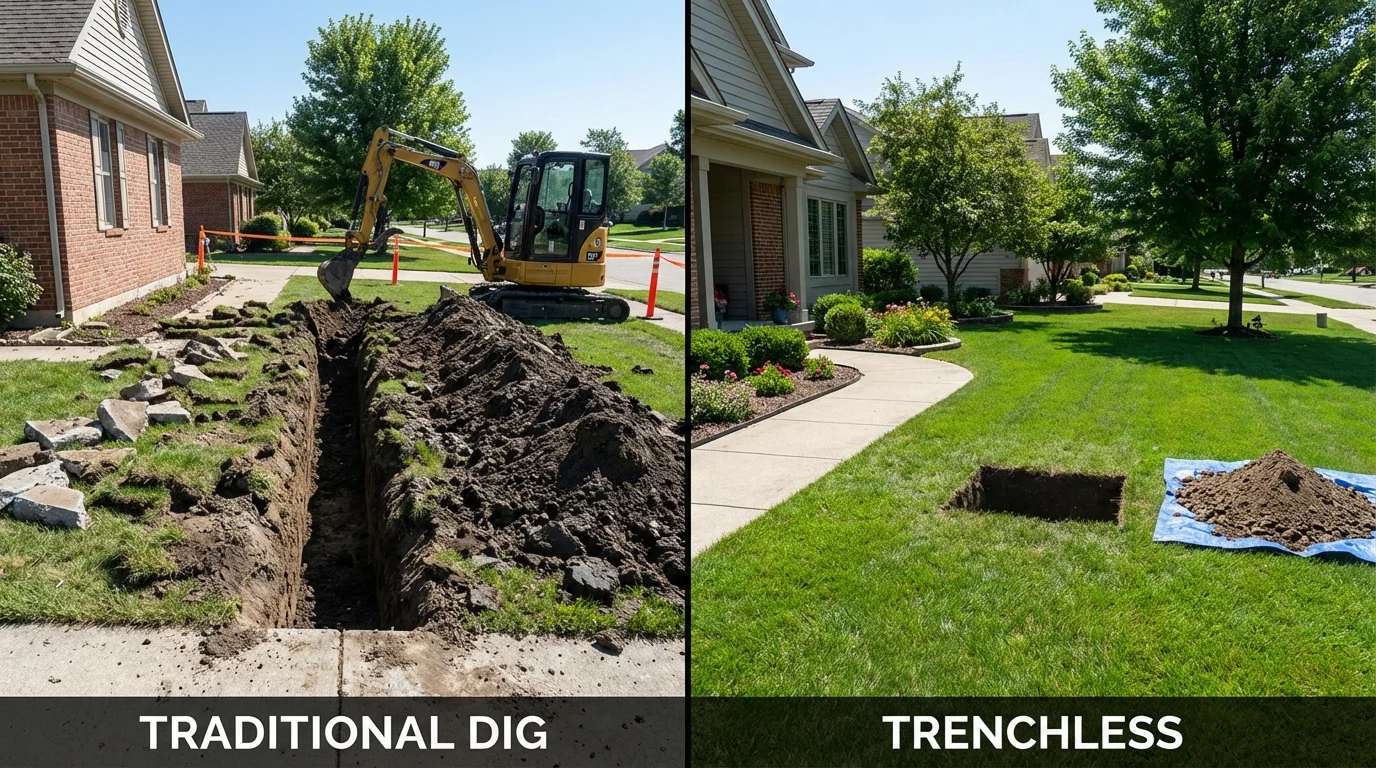 Trenchless sewer repair with minimal yard damage versus traditional excavation in Wewahitchka, FL